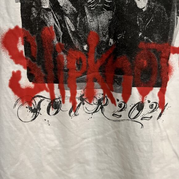 Slipknot Tour 2021 T-shirt White Tee Heavy Metal Thrash Small S - Picture 3 of 7